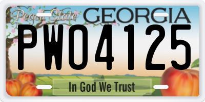 GA license plate PWO4125