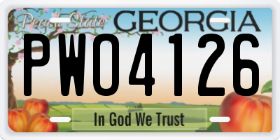 GA license plate PWO4126