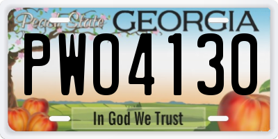 GA license plate PWO4130