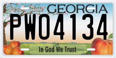 GA license plate PWO4134