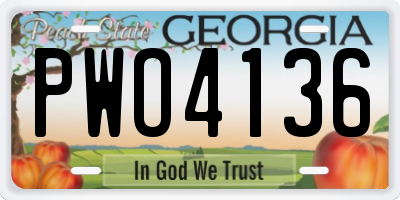 GA license plate PWO4136