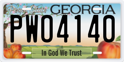GA license plate PWO4140