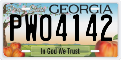 GA license plate PWO4142