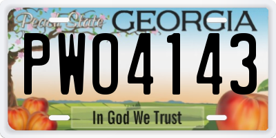 GA license plate PWO4143