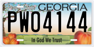 GA license plate PWO4144