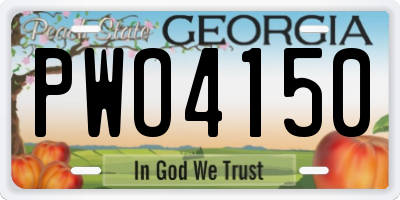 GA license plate PWO4150