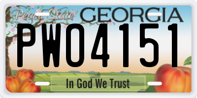 GA license plate PWO4151