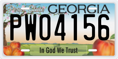 GA license plate PWO4156