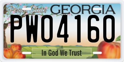 GA license plate PWO4160
