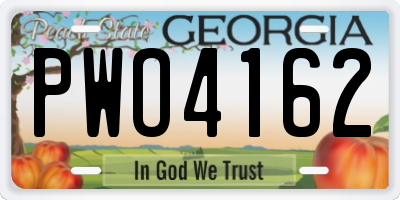 GA license plate PWO4162
