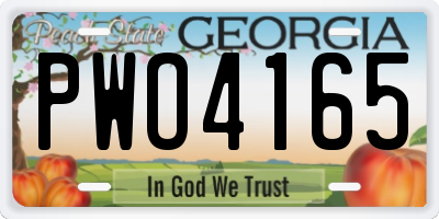 GA license plate PWO4165