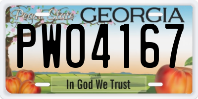 GA license plate PWO4167