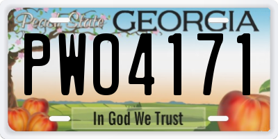 GA license plate PWO4171
