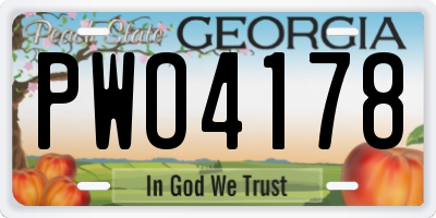 GA license plate PWO4178