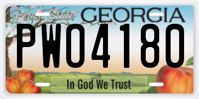 GA license plate PWO4180