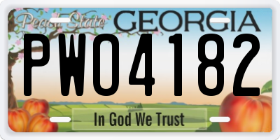 GA license plate PWO4182