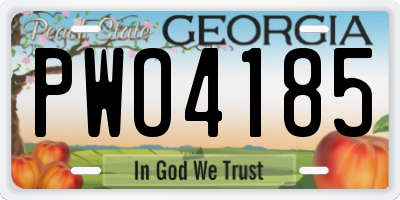 GA license plate PWO4185