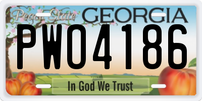 GA license plate PWO4186