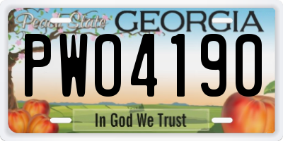 GA license plate PWO4190