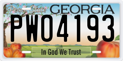GA license plate PWO4193