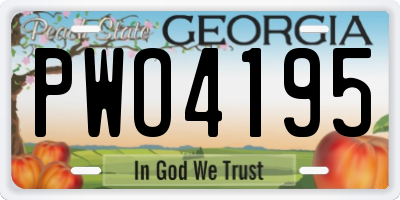 GA license plate PWO4195