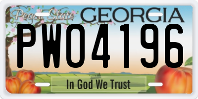 GA license plate PWO4196