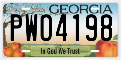 GA license plate PWO4198
