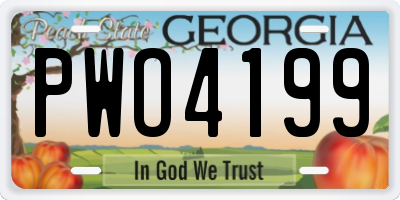 GA license plate PWO4199
