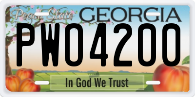 GA license plate PWO4200