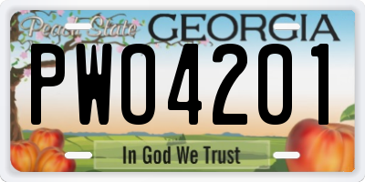 GA license plate PWO4201