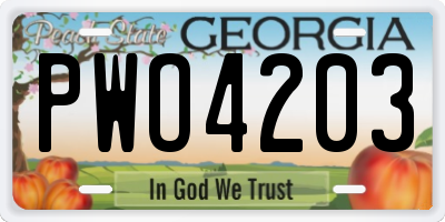 GA license plate PWO4203