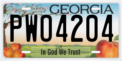 GA license plate PWO4204
