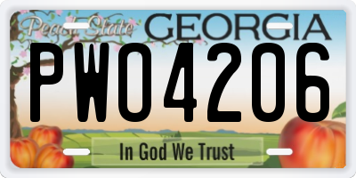 GA license plate PWO4206