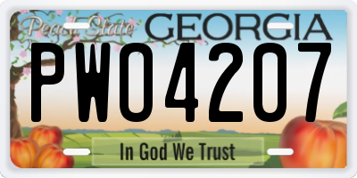 GA license plate PWO4207