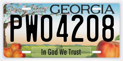 GA license plate PWO4208