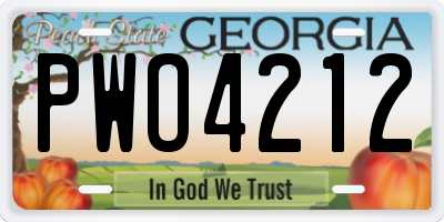 GA license plate PWO4212