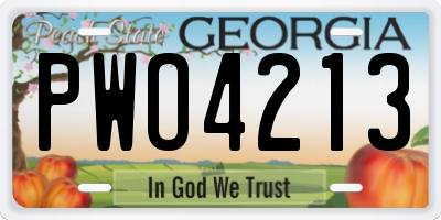 GA license plate PWO4213