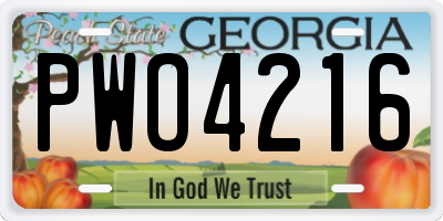 GA license plate PWO4216