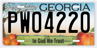 GA license plate PWO4220