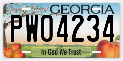 GA license plate PWO4234