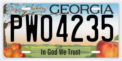 GA license plate PWO4235