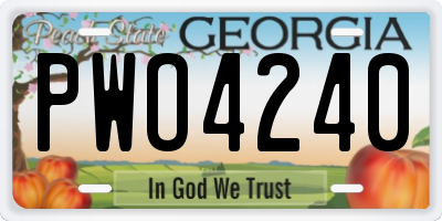GA license plate PWO4240
