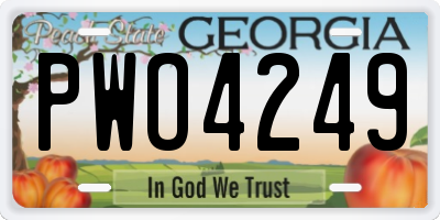 GA license plate PWO4249