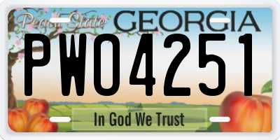 GA license plate PWO4251