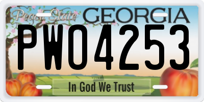 GA license plate PWO4253