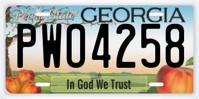 GA license plate PWO4258