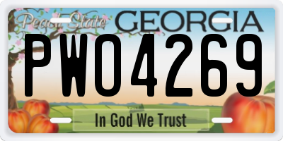 GA license plate PWO4269