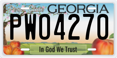 GA license plate PWO4270