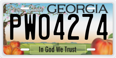 GA license plate PWO4274
