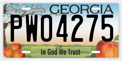 GA license plate PWO4275